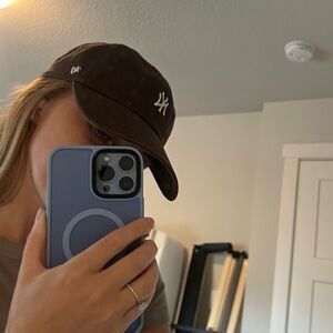 Brown Baseball Cap with White Logo